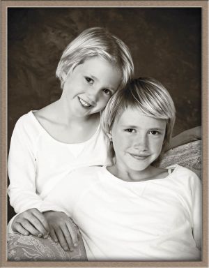 Black-and-White Portrait of Lake Oswego Sisters at Ollar Photography Family Portrait Studio